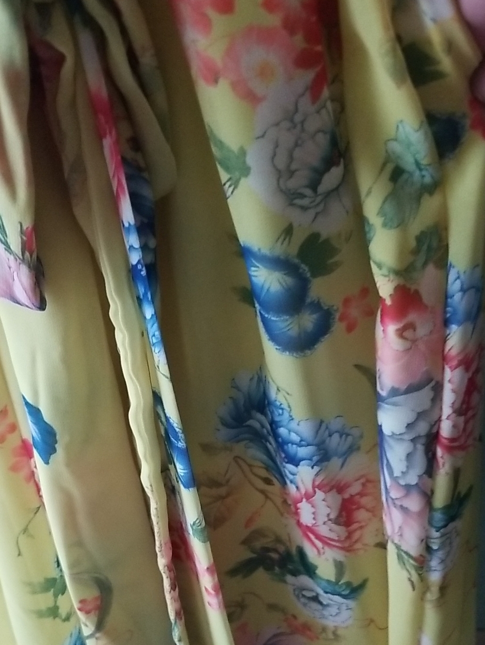 New York & Company Yellow Floral Dress with Tie Waist - Picture 5 of 9